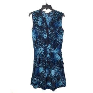 Rebecca Taylor blue and black sleeveless mini dress elasticated waist size 0